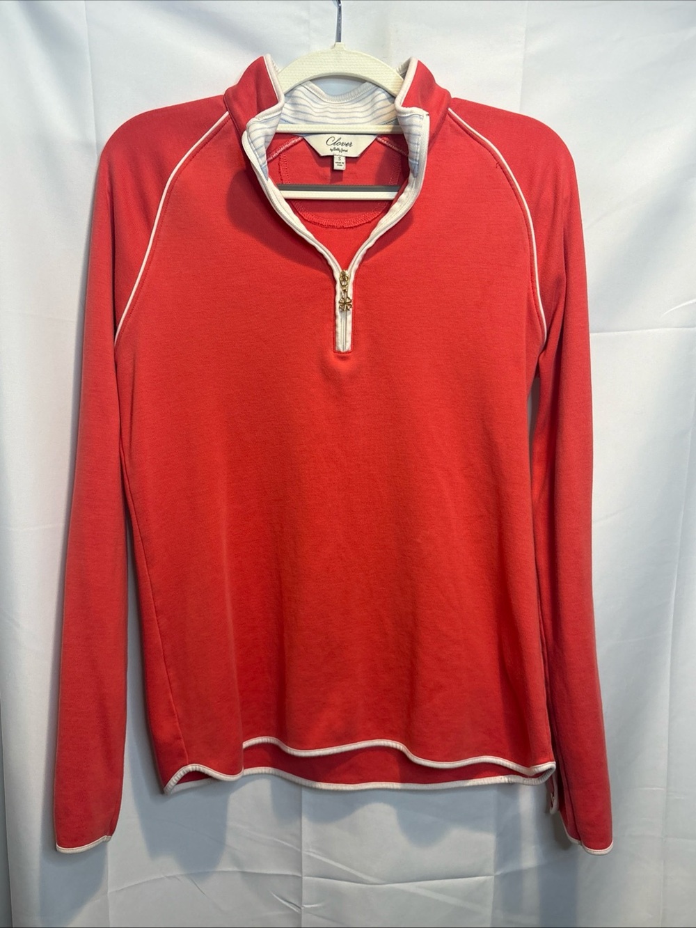 Classics Red Quarter-Zip Pullover with Contrast Trim